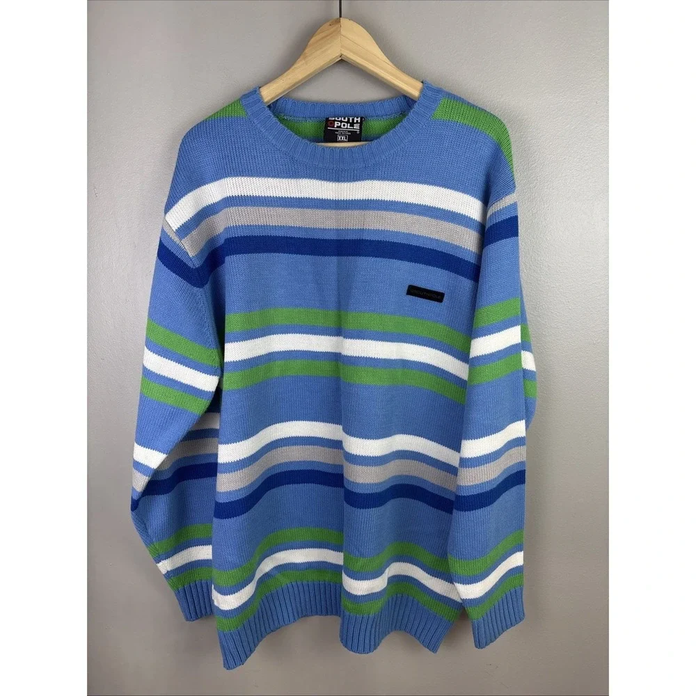 South Pole Grandpa Crewneck Sweater Stripes Size XXL Y2K Street Wear